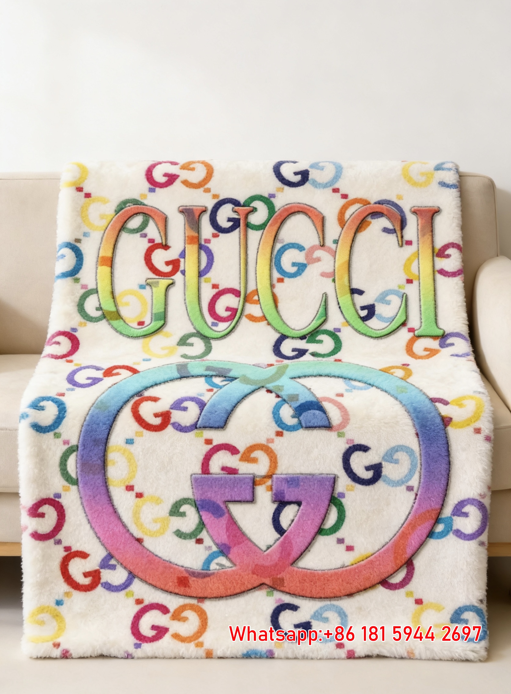 Gucci Rainbow Monogram Throw Blankets GGJY (31)